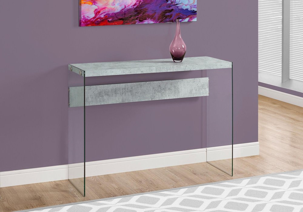 44" White and Clear Solid Console Table