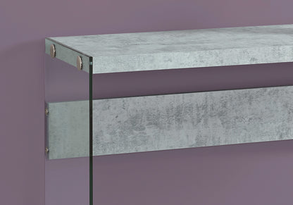 44" Gray And Clear Solid Console Table