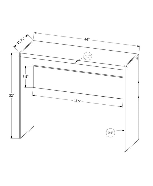 44" White and Clear Solid Console Table