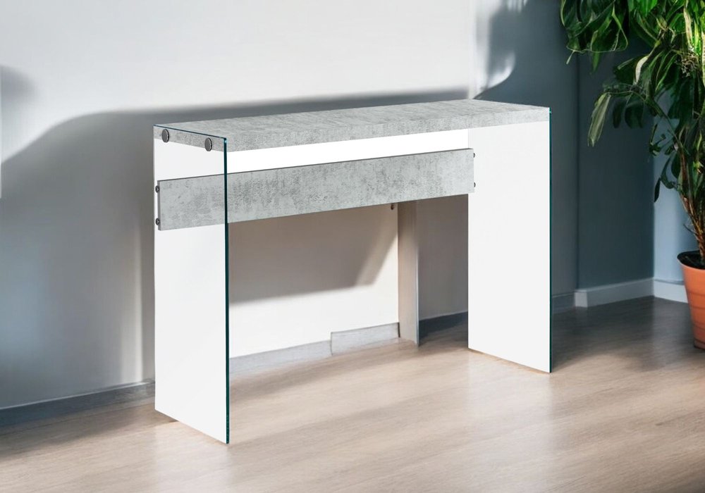 44" White and Clear Solid Console Table