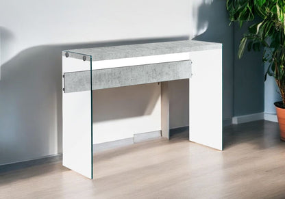 44" White and Clear Solid Console Table