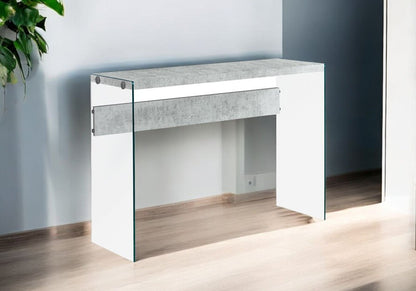 44" White and Clear Solid Console Table