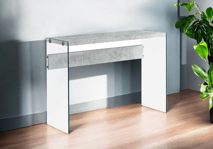 44" White and Clear Solid Console Table