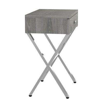22" Black And Gray Wood And Metal End Table With Drawer