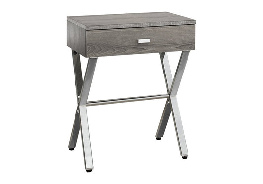 22" Black And Gray Wood And Metal End Table With Drawer