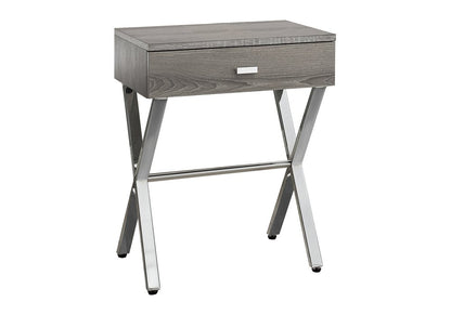 22" Black And Gray Wood And Metal End Table With Drawer