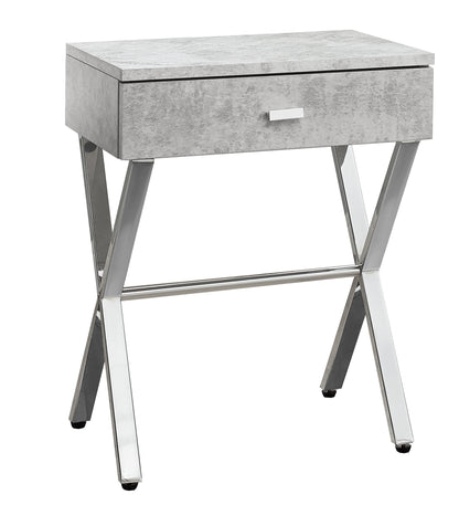 22" Black And Gray Wood And Metal End Table With Drawer