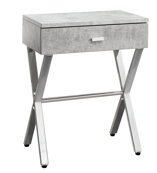 22" Black And Gray Wood And Metal End Table With Drawer
