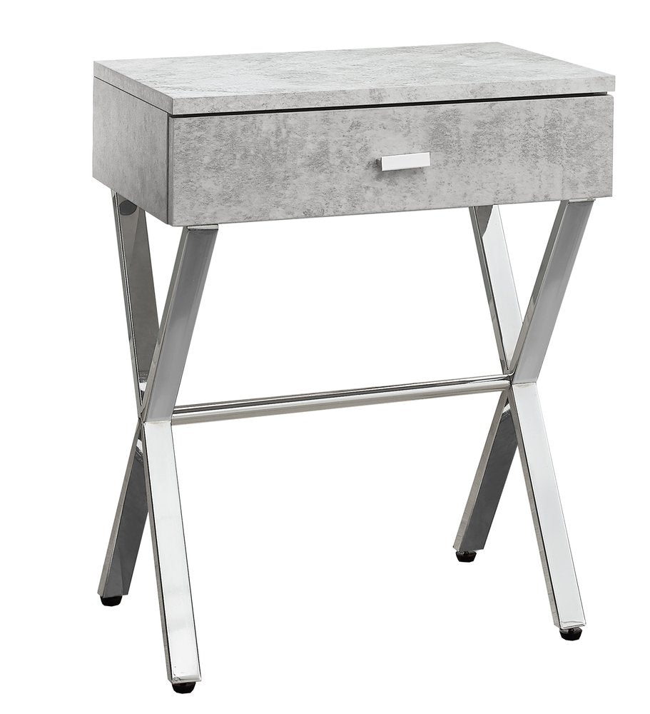 22" Black And Gray Wood And Metal End Table With Drawer