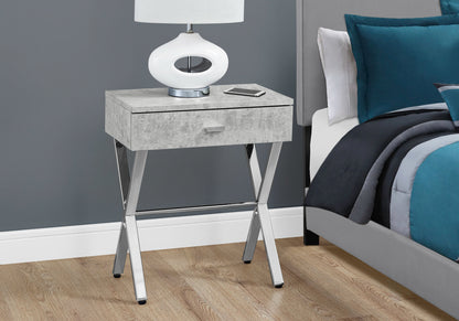 22" Black And Gray Wood And Metal End Table With Drawer