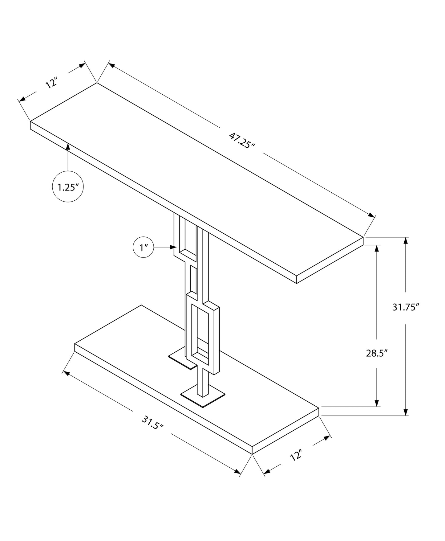 47" White Floor Shelf Console Table With Storage