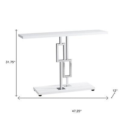 47" White Floor Shelf Console Table With Storage