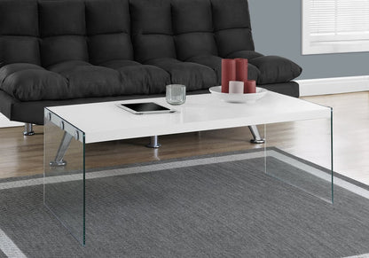 44" Gray  Clear Wood And Glass Coffee Table