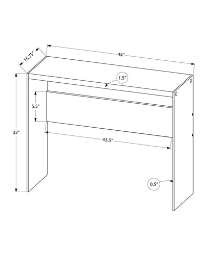 44" Gray And Clear Solid Console Table