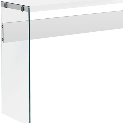 44" White and Clear Solid Console Table