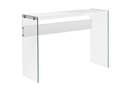 44" White and Clear Solid Console Table