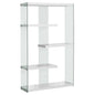 59" White Glass Four Tier Etagere Bookcase