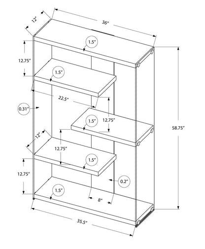 59" White And Clear Glass and Wood Four Tier Etagere Bookcase
