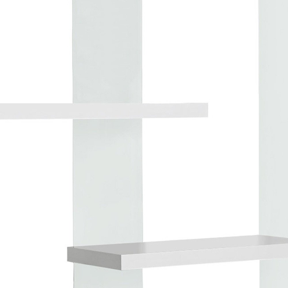 59" White And Clear Glass and Wood Four Tier Etagere Bookcase