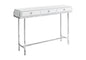 48" White and Silver Console Table And Drawers