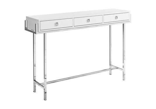 48" Taupe and Silver Console Table And Drawers