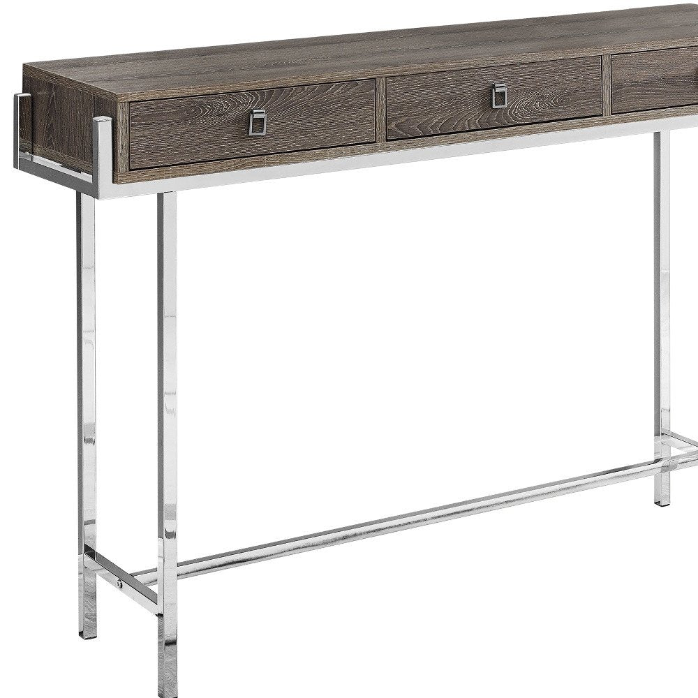 48" White and Silver Console Table And Drawers