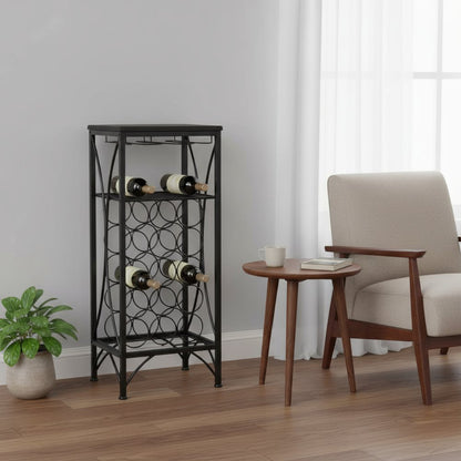 41" Black Stainless Steel Wine Rack