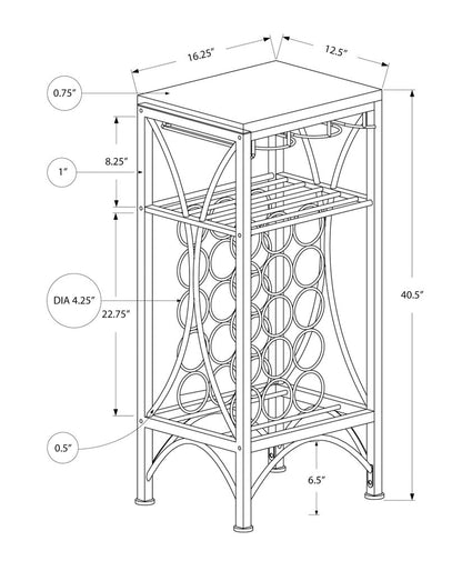 41" Black Stainless Steel Wine Rack