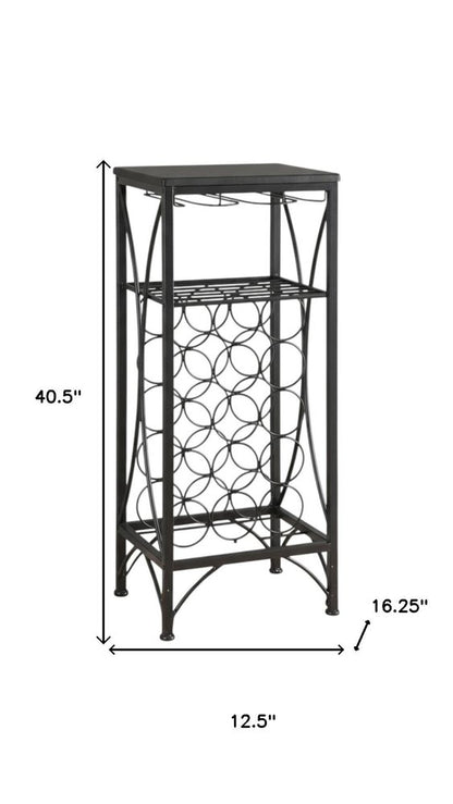 41" Black Stainless Steel Wine Rack