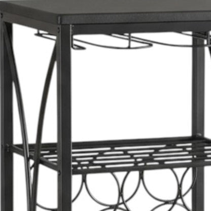 41" Black Stainless Steel Wine Rack