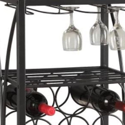 41" Black Stainless Steel Wine Rack
