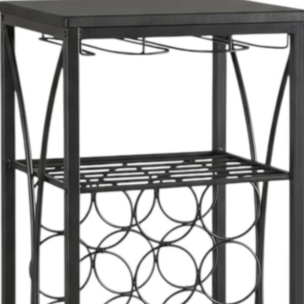 41" Black Stainless Steel Wine Rack