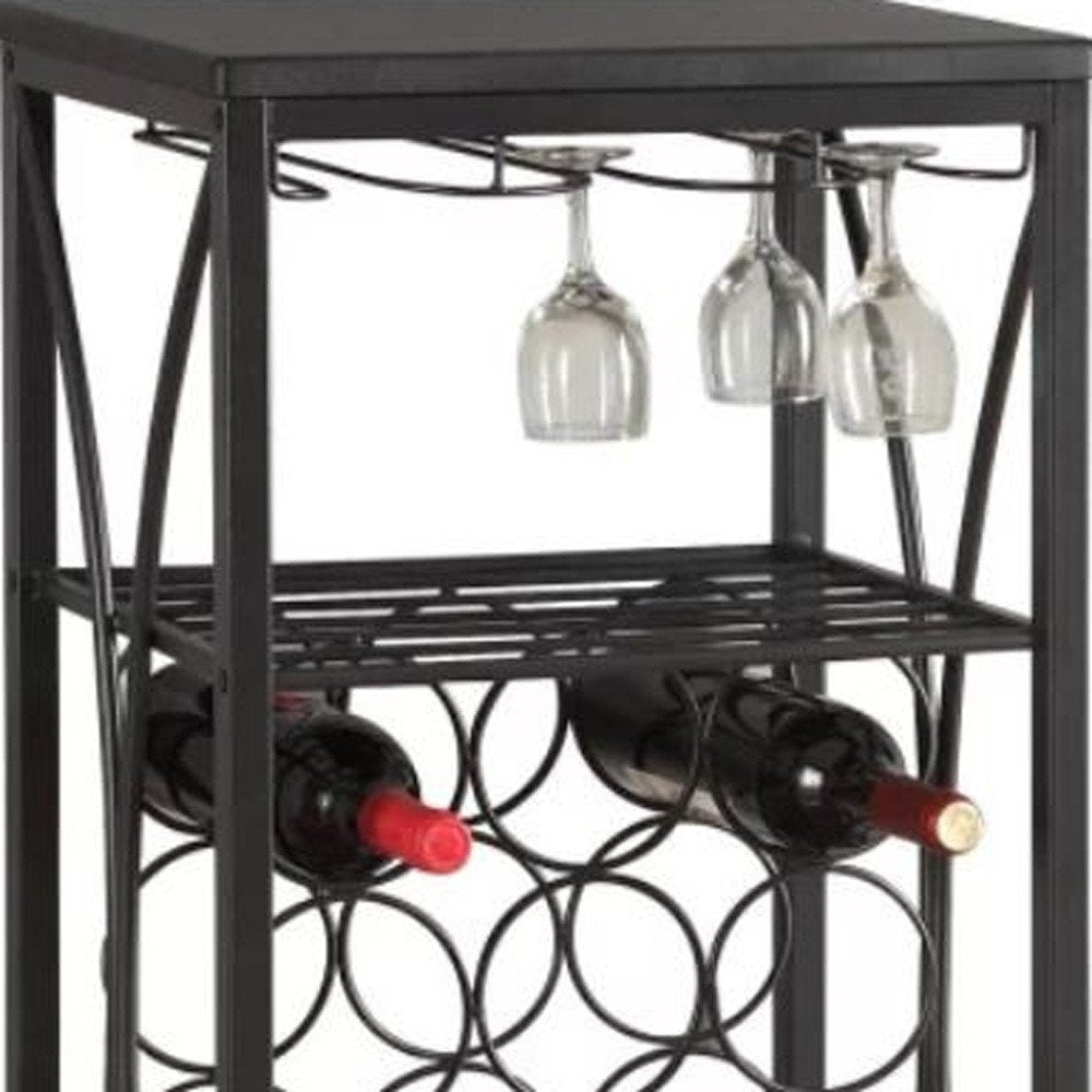 41" Black Stainless Steel Wine Rack