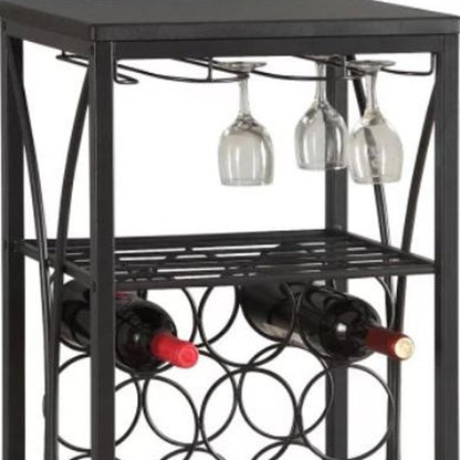 41" Black Stainless Steel Wine Rack