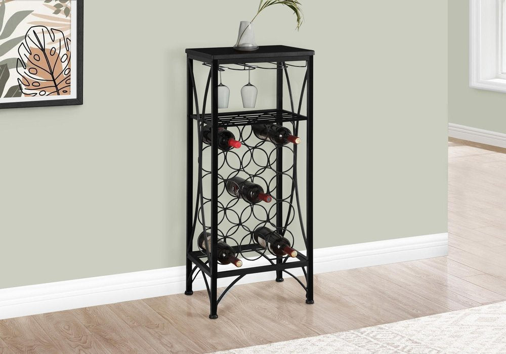 41" Black Stainless Steel Wine Rack