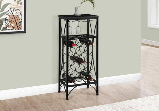 41" Black Stainless Steel Wine Rack