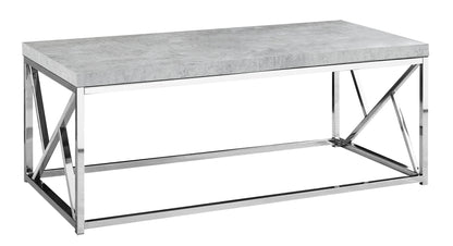 47" Gray And Silver Iron Coffee Table