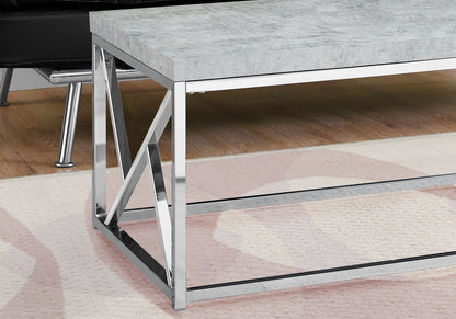 47" Gray And Silver Iron Coffee Table