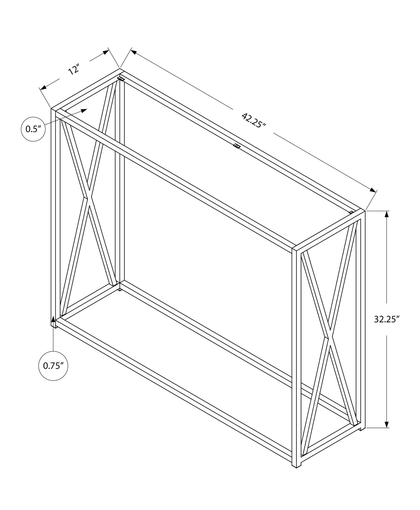 42" Clear And Gold Glass Frame Console Table