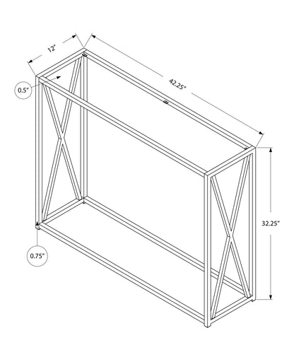 42" Clear And Gold Glass Frame Console Table