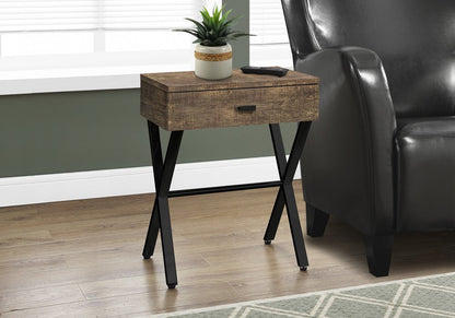22" Black And Gray Wood And Metal End Table With Drawer