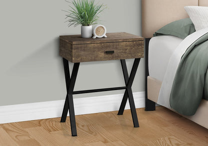 22" Black And Gray Wood And Metal End Table With Drawer