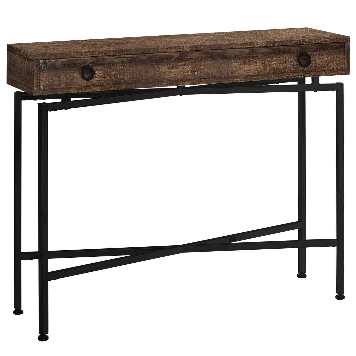 43" Brown And Black Cross Leg Console Table