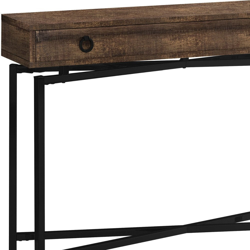 43" Brown And Black Cross Leg Console Table