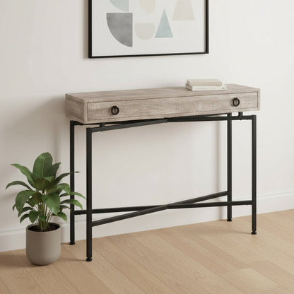 43" Brown And Black Cross Leg Console Table
