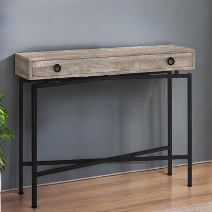 43" Brown And Black Cross Leg Console Table