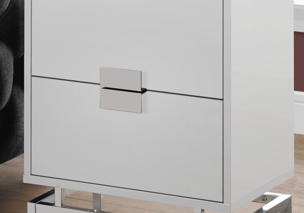 24" Gold And Beige End Table With Two Drawers