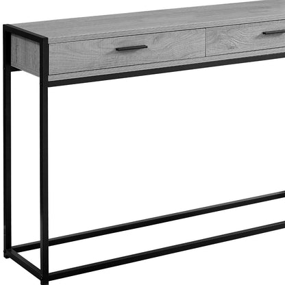 48" Gray and Black Frame Console Table And Drawers