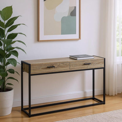 48" Black Frame Console Table And Drawers
