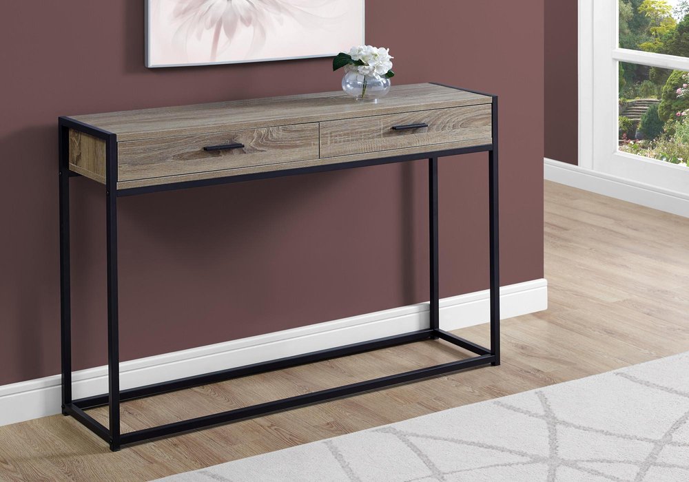 48" Black Frame Console Table And Drawers